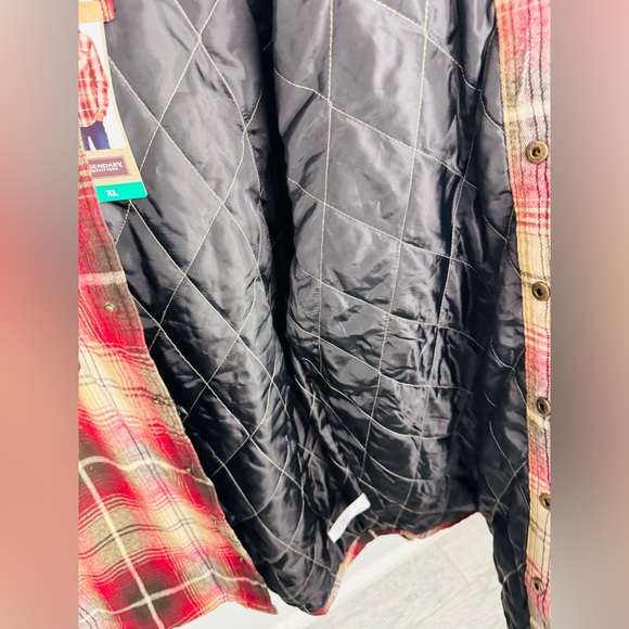 NEW Legendary Outfitters Men's Hooded Plaid Shirt Jacket Black & Tan Red - Picture 7 of 10